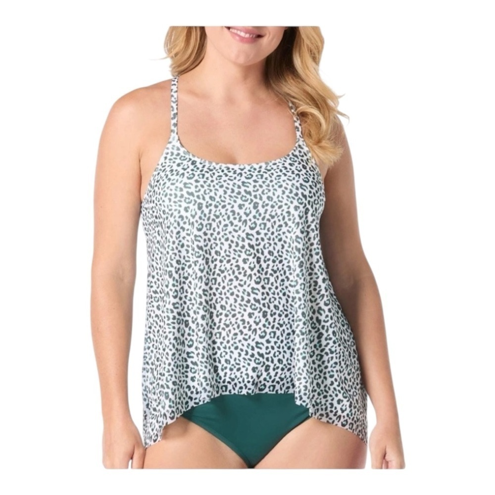 Coco Reef Current Bra Sized Mesh Underwire Tankini in Jasper Cheetah NWT